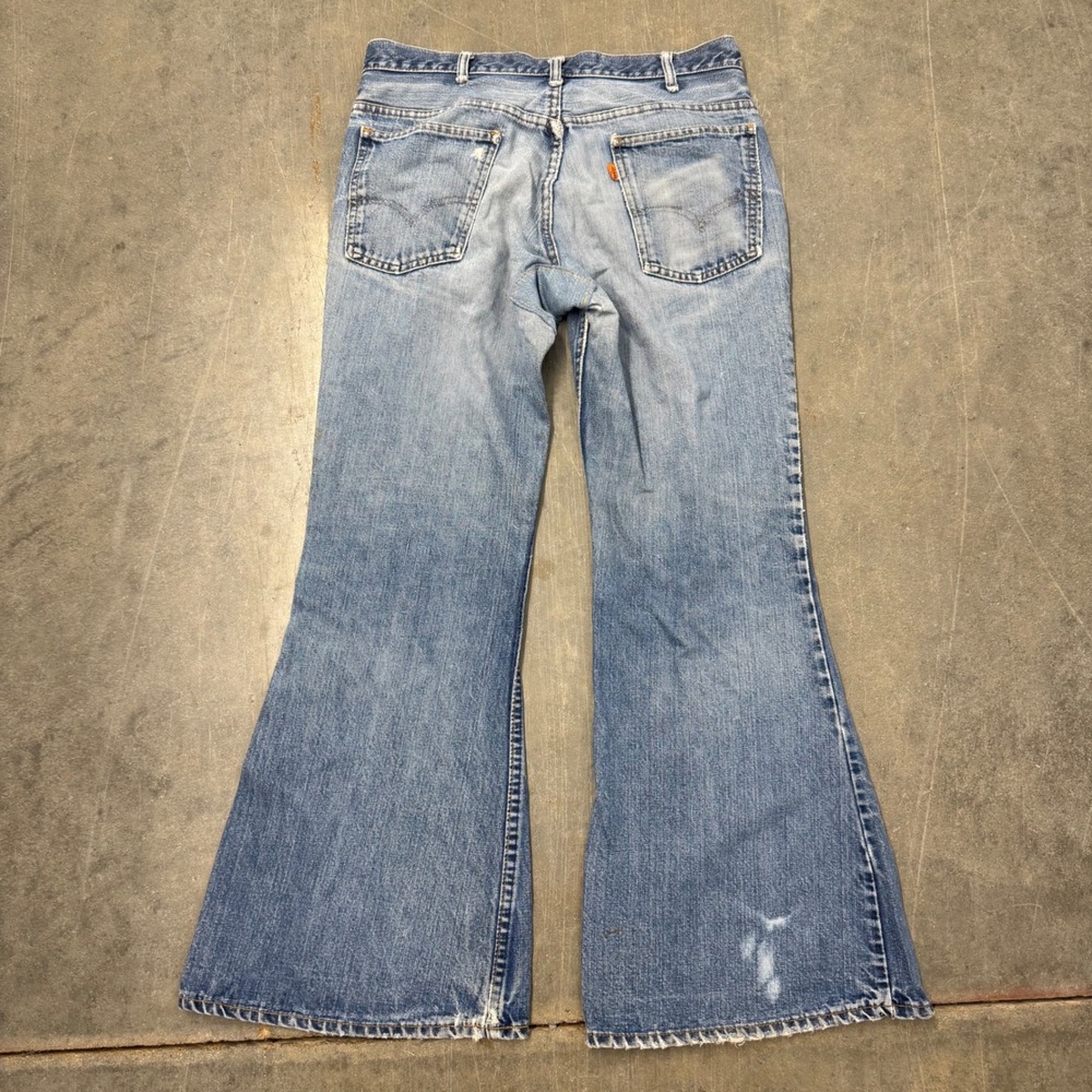 Vintage 70s Levis 684 Big Bell Bottom Jeans Orange Tab Talon Zip 30x30 Denim
